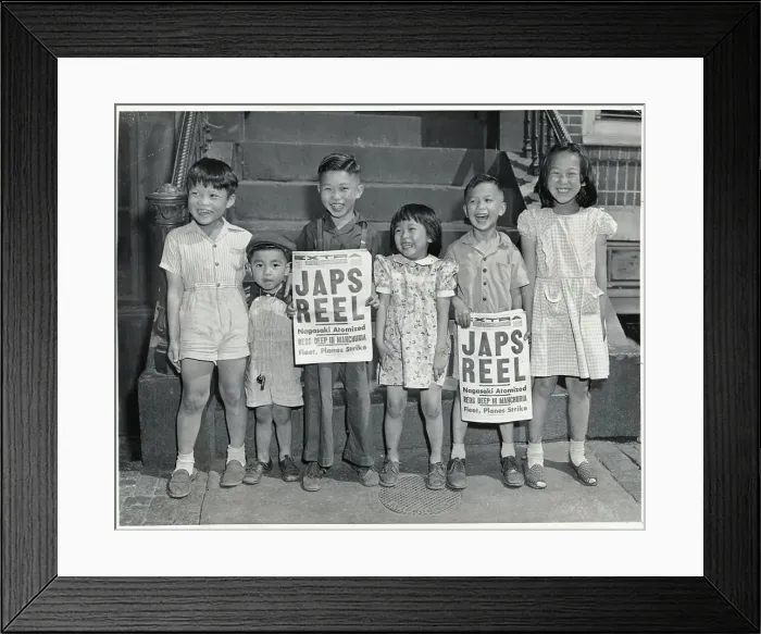 Framed Print : Young Chinese Children Holding Newspapers Framed Print : Young Chinese Children Holding Newspapers