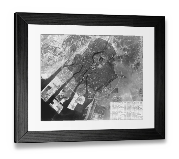 Framed Print : Map Showing Total Destruction Area Framed Print : Map Showing Total Destruction Area