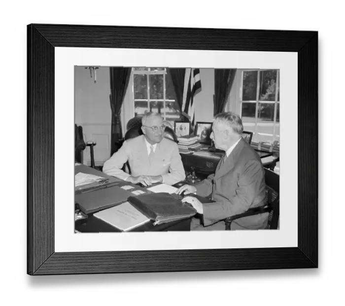 Framed Print : Harry Truman Being Briefed by Henry Stimson Framed Print : Harry Truman Being Briefed by Henry Stimson