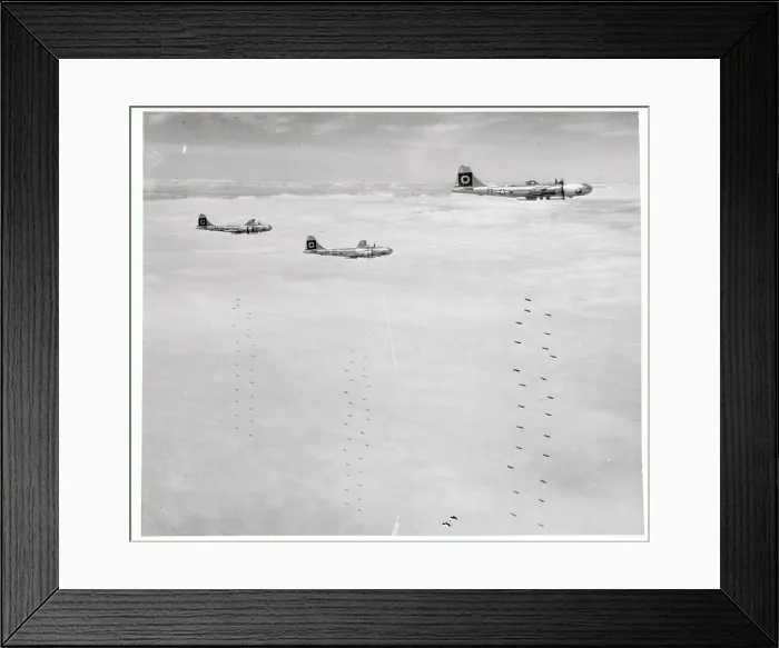 Framed Print : View of B-29 Planes Dropping Bombs Framed Print : View of B-29 Planes Dropping Bombs