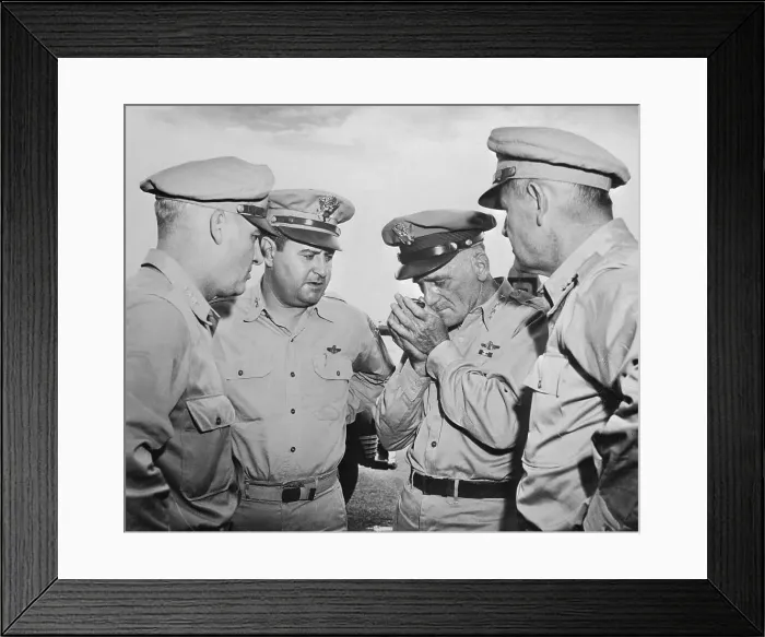 Framed Print : LeMay, Spaatz and Cammanders Meet on Guam 1945 Framed Print : LeMay, Spaatz and Cammanders Meet on Guam 1945