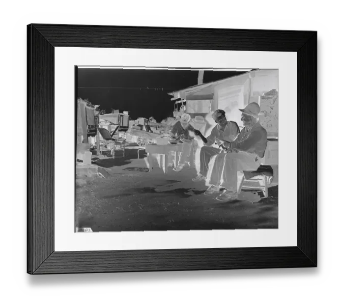 Framed Print : Hobos Conversing Outside Shanty