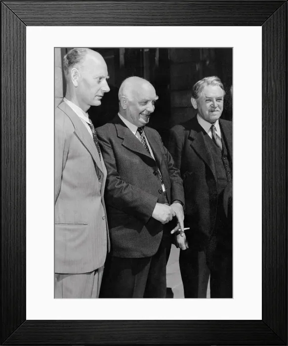 Framed Print : Prime Minister Einar Gerhardsen, Prime Minister Per Albin Hansson and Prime Minister Vilhelm Buhl Standing Together
