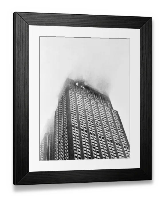 Framed Print : Empire State Building Burning After Plane Crash