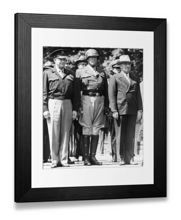 Framed Print : Patton, Truman, Eisenhower at Flag Raising Ceremony
