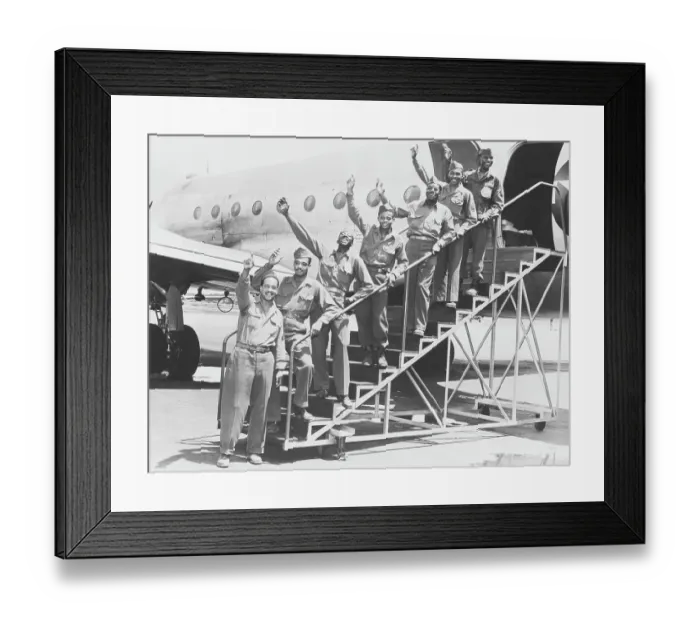 Framed Print : Tuskegee Airmen Waving On Gangway
