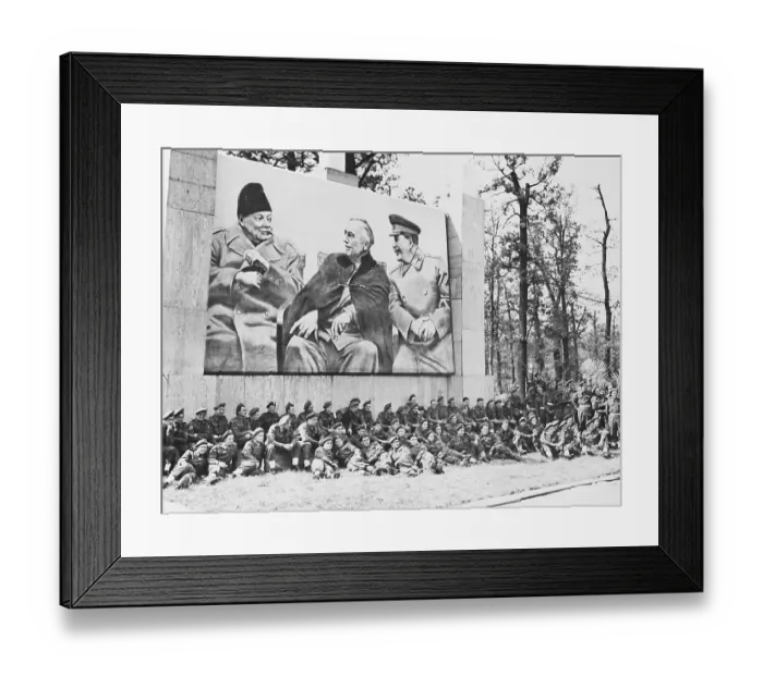 Framed Print : British Troops Rest Under Huge Poster Framed Print : British Troops Rest Under Huge Poster