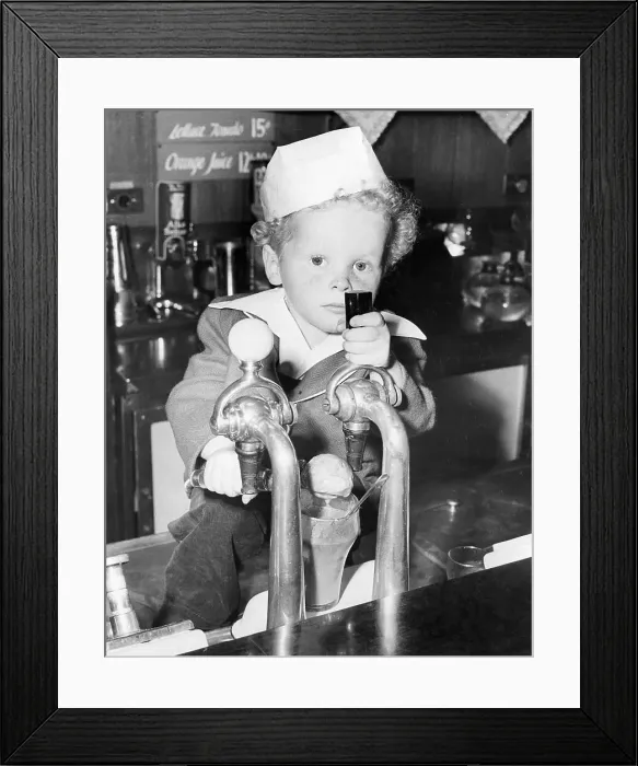 Framed Print : Toddler Making Ice Cream Soda Framed Print : Toddler Making Ice Cream Soda