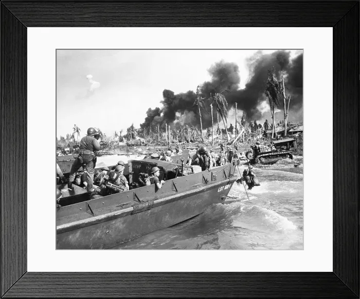 Framed Print : Coast Guard Photographer Photographing Australian Troops Framed Print : Coast Guard Photographer Photographing Australian Troops