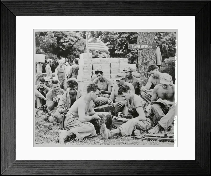 Framed Print : Marines Writing Letters Home Framed Print : Marines Writing Letters Home
