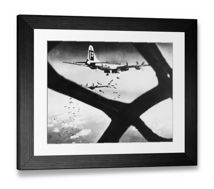 Framed Print : USAF B-29 Superfortresses Releasing Bombs Over Japan Framed Print : USAF B-29 Superfortresses Releasing Bombs Over Japan