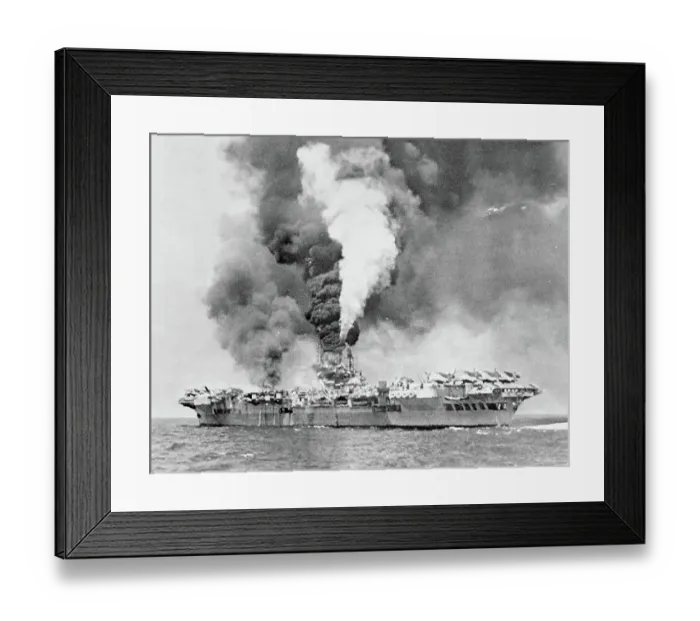 Framed Print : USS Ticonderoga under Kamikaze attack Framed Print : USS Ticonderoga under Kamikaze attack