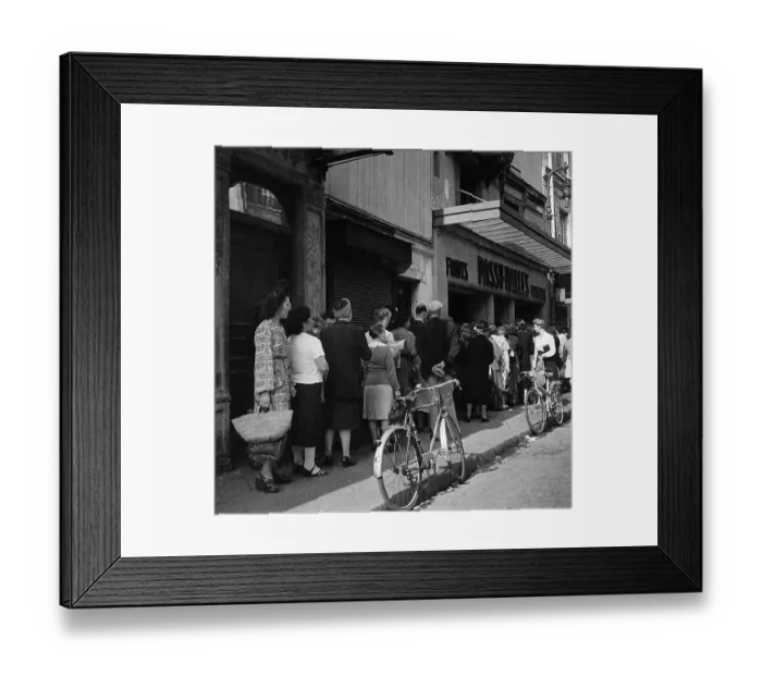 Framed Print : People Waiting in Line to Enter Store Framed Print : People Waiting in Line to Enter Store