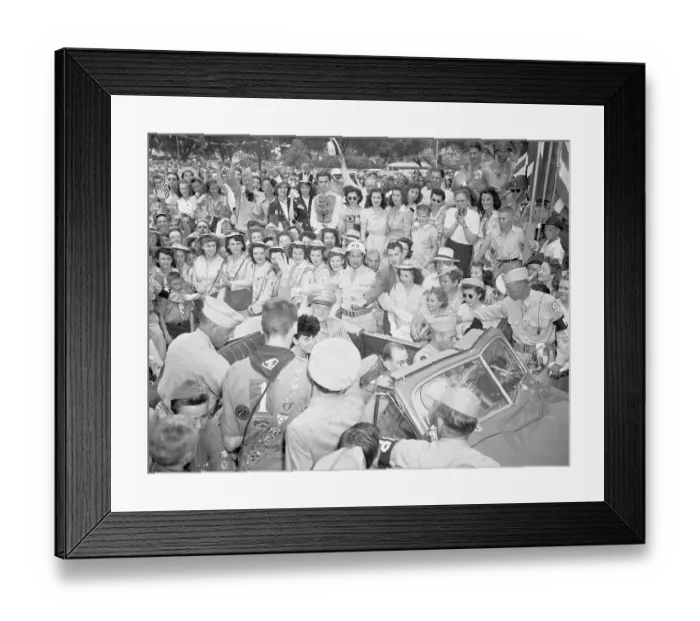 Framed Print : Dwight Eisenhower in Car Receiving Welcome Home from Crowd Framed Print : Dwight Eisenhower in Car Receiving Welcome Home from Crowd
