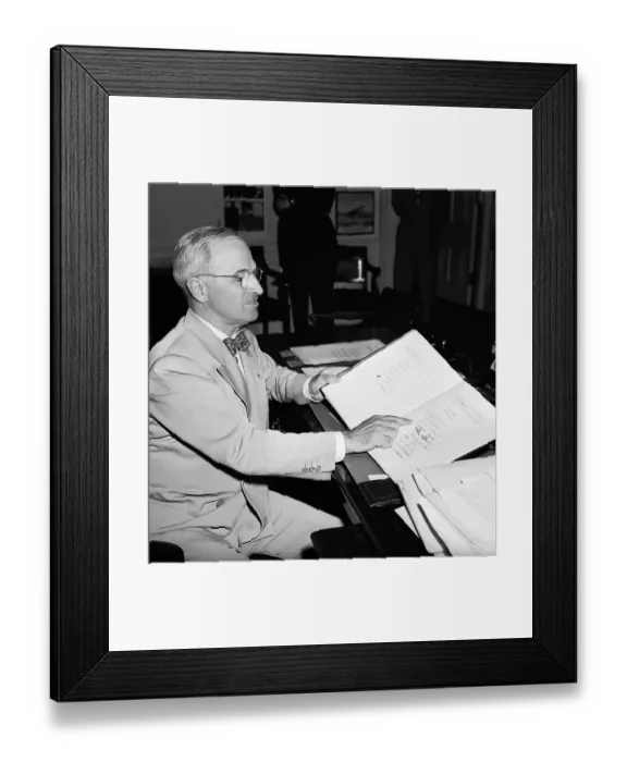 Framed Print : President Harry Truman Examines Charter Framed Print : President Harry Truman Examines Charter