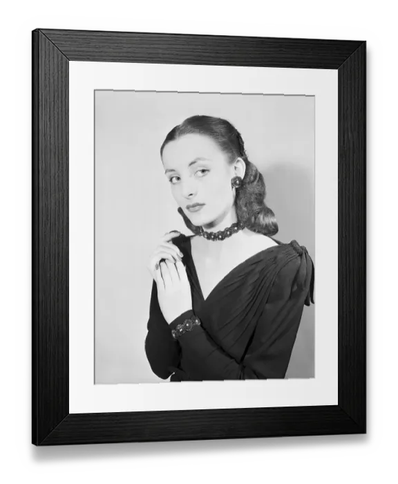 Framed Print : Woman Modelling Dog-Collar Necklace Framed Print : Woman Modelling Dog-Collar Necklace