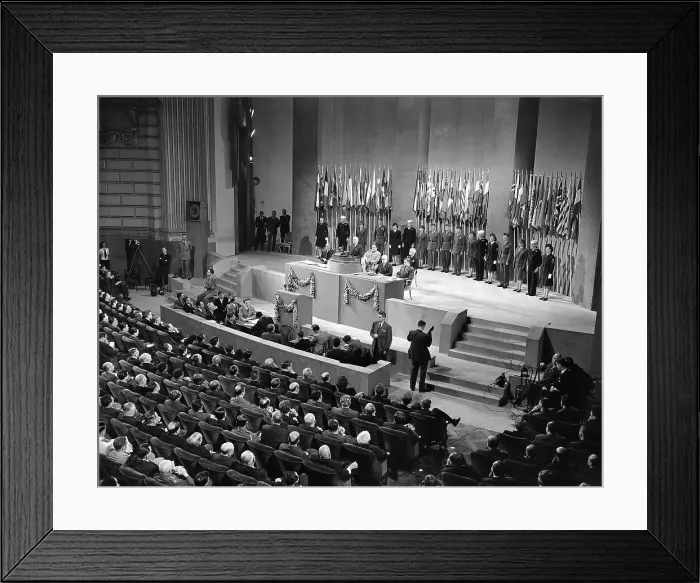Framed Print : President Truman Speaks at Conference Framed Print : President Truman Speaks at Conference