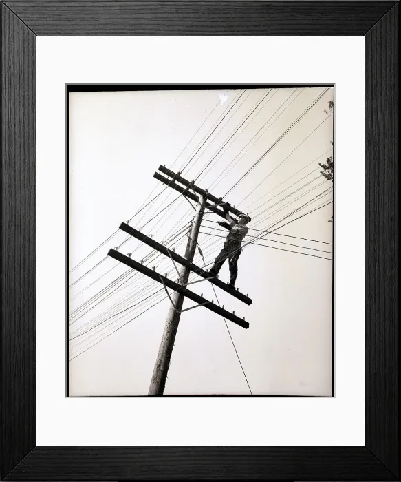 Framed Print : Power Lineman Repairing Electric Line Framed Print : Power Lineman Repairing Electric Line