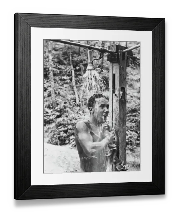 Framed Print : Marine Takes a Shower in Okinawa Framed Print : Marine Takes a Shower in Okinawa