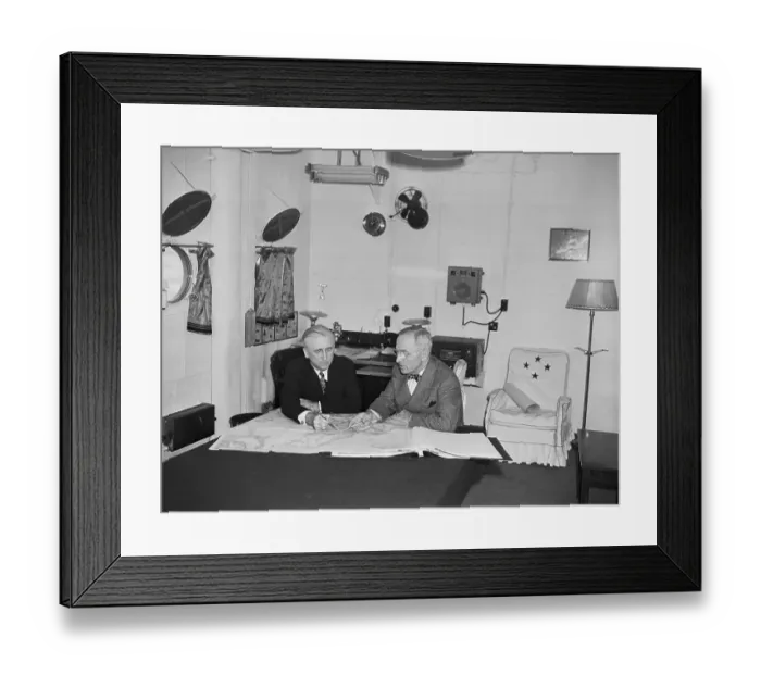 Framed Print : James Byrnes and Harry Truman Observing Map Framed Print : James Byrnes and Harry Truman Observing Map