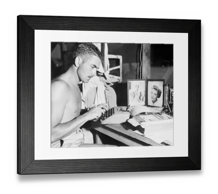 Framed Print : Tyrone Power Typing a Letter Framed Print : Tyrone Power Typing a Letter