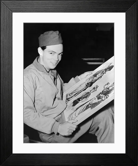 Framed Print : Sgt. William Mauldin Holding Large Picture Frame Framed Print : Sgt. William Mauldin Holding Large Picture Frame