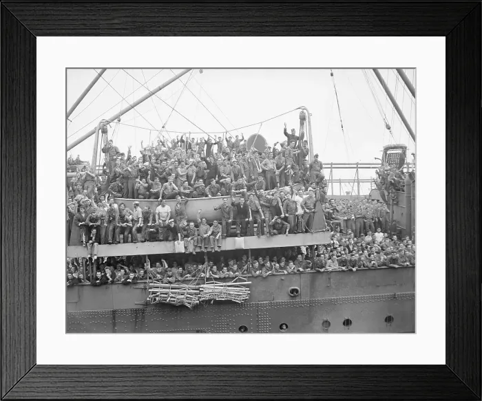 Framed Print : Naval Personnel Waving From Ship Deck Framed Print : Naval Personnel Waving From Ship Deck