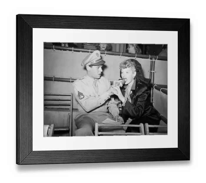 Framed Print : Desi Arnaz Gives Lucille Ball a Bite of Hot Dog Framed Print : Desi Arnaz Gives Lucille Ball a Bite of Hot Dog