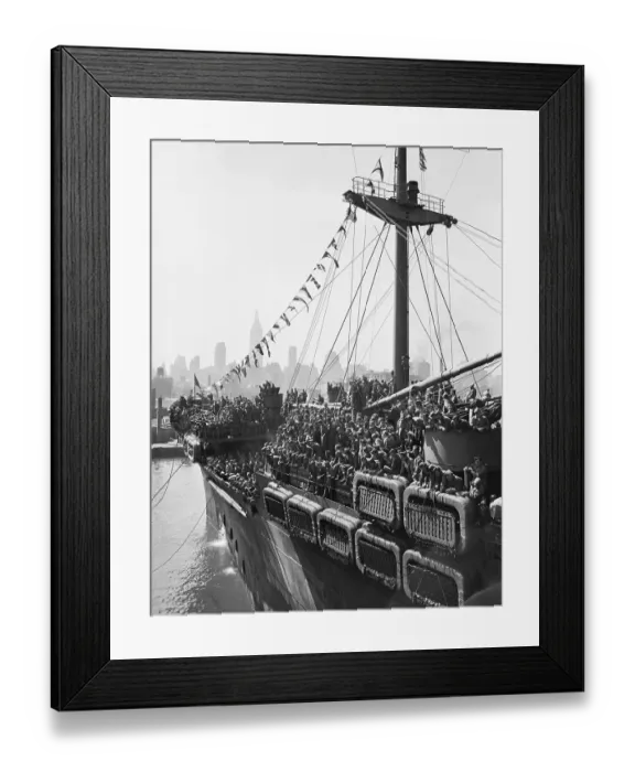 Framed Print : Ship Deck Crowded With American Soldiers Framed Print : Ship Deck Crowded With American Soldiers