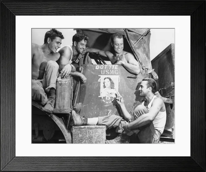 Framed Print : Soldiers with Their Favorite Pinup Framed Print : Soldiers with Their Favorite Pinup