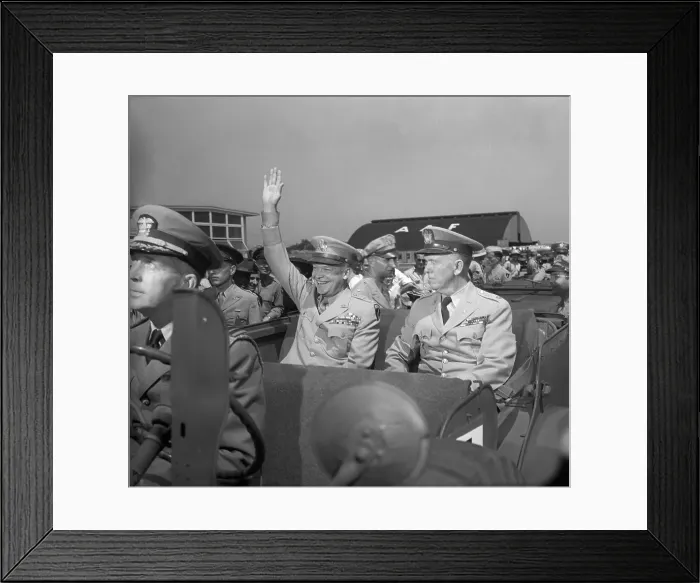 Framed Print : Generals Eisenhower and Marshall Riding in Motorcade Framed Print : Generals Eisenhower and Marshall Riding in Motorcade