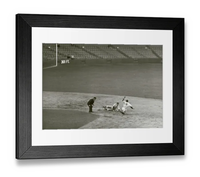 Framed Print : Martin Out at Second Base