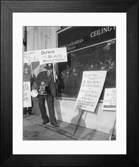 Framed Print : Weegee Holding Placard And Camera Framed Print : Weegee Holding Placard And Camera