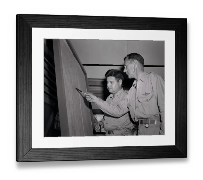 Framed Print : Curtis E. LeMay and A. W. Kissner Studying Map Framed Print : Curtis E. LeMay and A. W. Kissner Studying Map