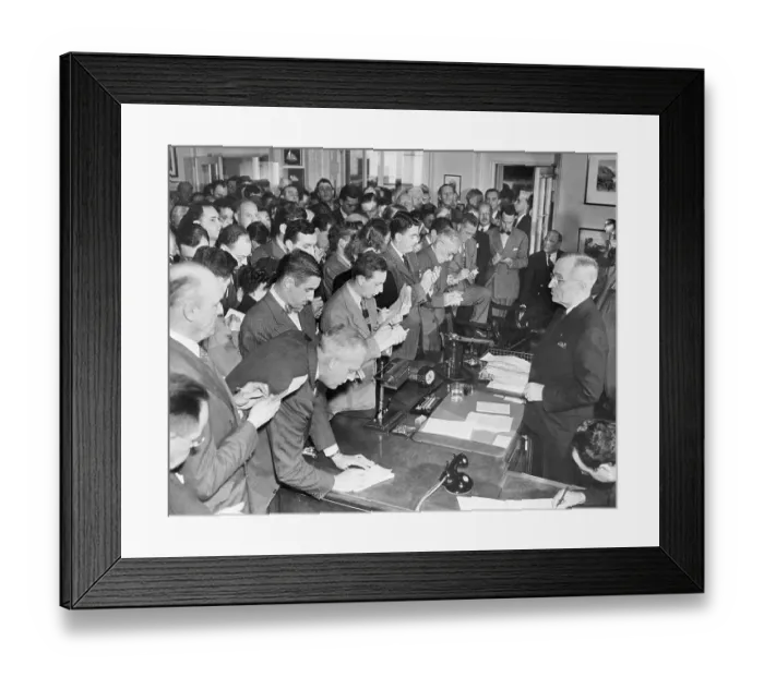 Framed Print : Harry Truman Communicating with Reporters Framed Print : Harry Truman Communicating with Reporters