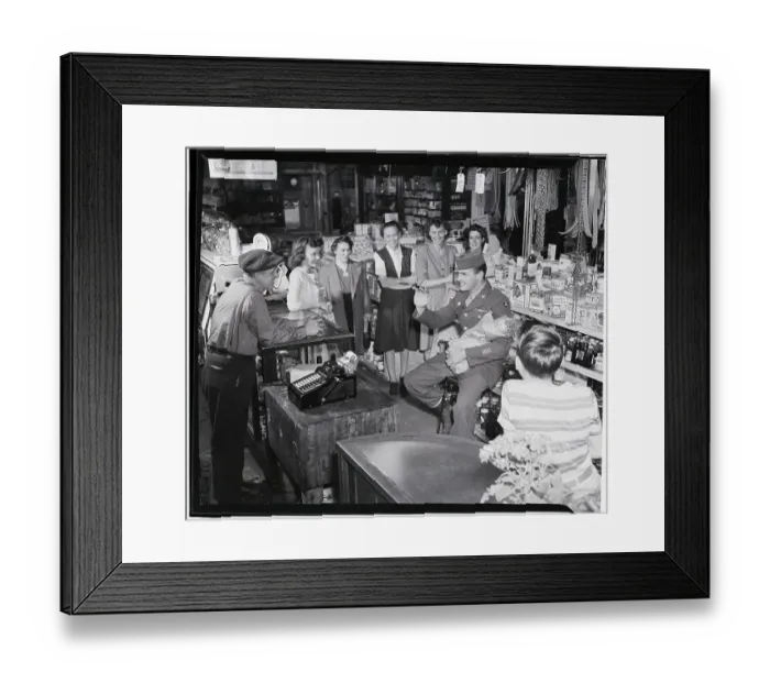 Framed Print : Soldier Tells War Stories At Store Framed Print : Soldier Tells War Stories At Store