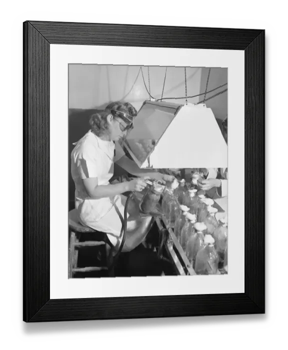 Framed Print : Making Penicillin, Spraying Liquid Media Framed Print : Making Penicillin, Spraying Liquid Media