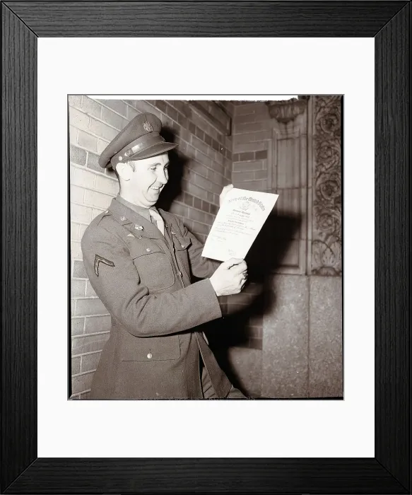 Framed Print : Soldier Holding Discharge Paper Framed Print : Soldier Holding Discharge Paper