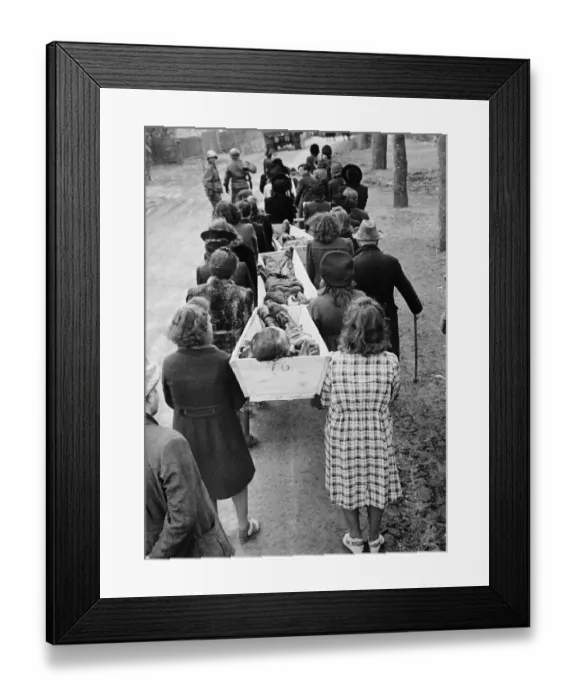 Framed Print : German Civilians Carry Coffins of Death Camp Victims 1945 Framed Print : German Civilians Carry Coffins of Death Camp Victims 1945