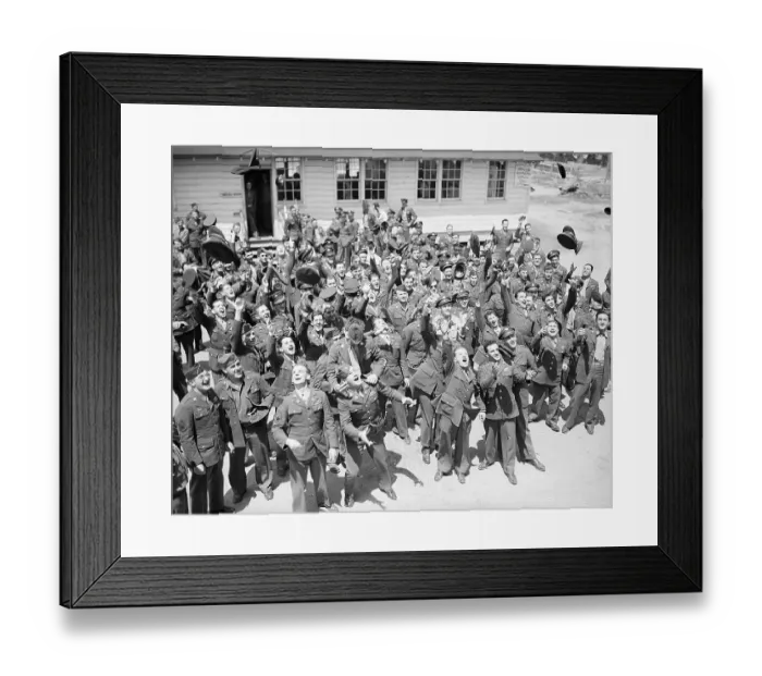Framed Print : Veterans Shown Celebrating at Fort Framed Print : Veterans Shown Celebrating at Fort
