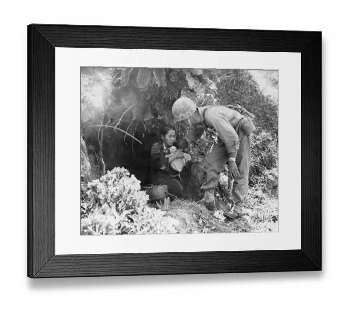 Framed Print : U.S. Soldier Helping Okinawan Civilians Framed Print : U.S. Soldier Helping Okinawan Civilians