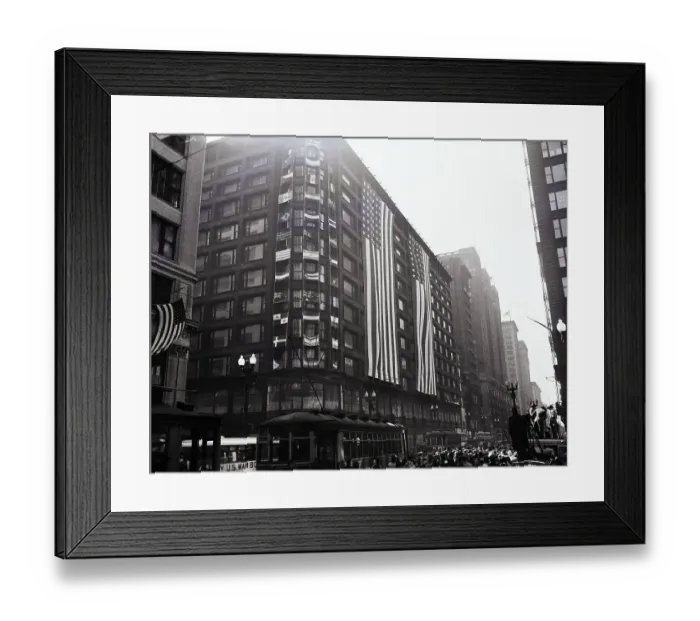 Framed Print : V-E Day Flags In Chicago, Il Framed Print : V-E Day Flags In Chicago, Il