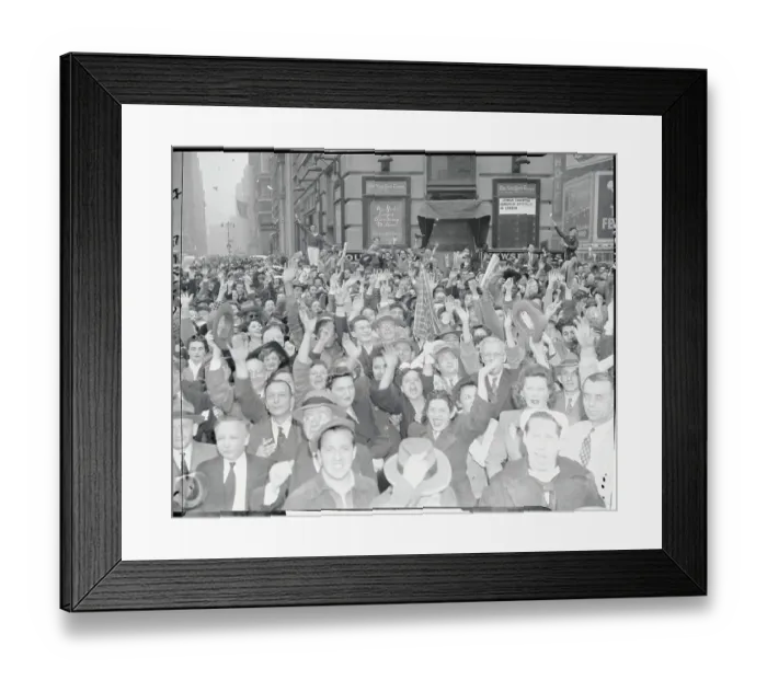 Framed Print : View of Jubilant Crowd in Street Framed Print : View of Jubilant Crowd in Street