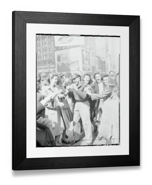 Framed Print : View of Jubilant Crowd in Street Framed Print : View of Jubilant Crowd in Street