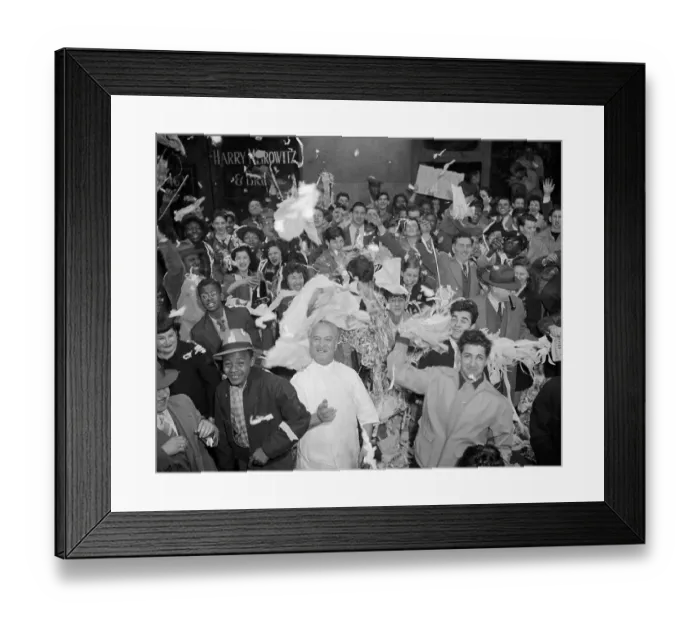 Framed Print : Massive Crowd with Some Waving to Camera Framed Print : Massive Crowd with Some Waving to Camera