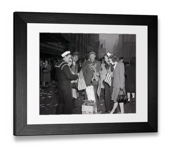 Framed Print : Man Selling Flags On V-E Day Framed Print : Man Selling Flags On V-E Day