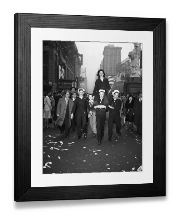 Framed Print : Sailors Carry Woman Down Street Framed Print : Sailors Carry Woman Down Street