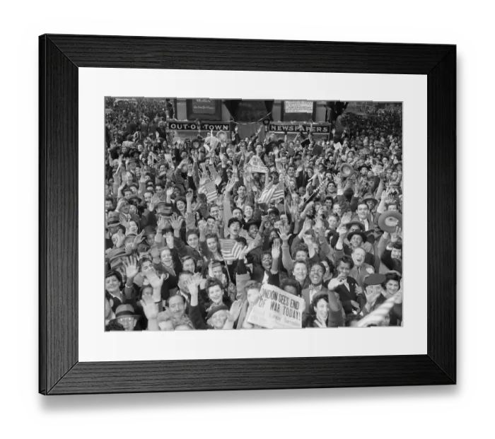 Framed Print : Huge Crowd Waving American Flags and Gathering for Celebration Framed Print : Huge Crowd Waving American Flags and Gathering for Celebration