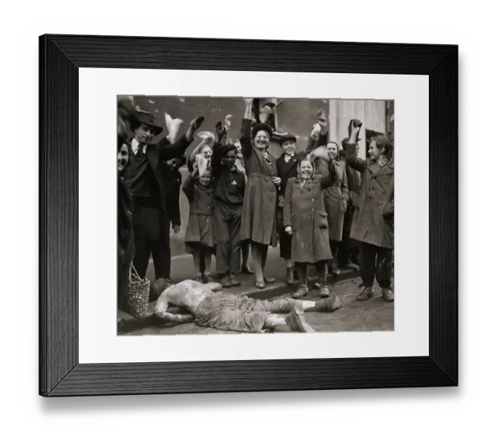 Framed Print : Civilians Waving to Troops Framed Print : Civilians Waving to Troops