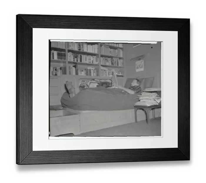 Framed Print : Louis Bromfield Reading in Bed Framed Print : Louis Bromfield Reading in Bed